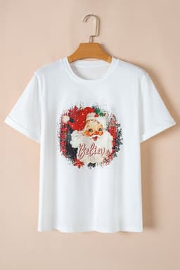 image-White Believe Christmas Father Graphic Crewneck T Shirt