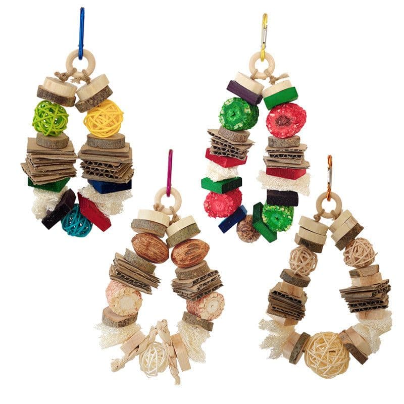 image-Colorful Wooden Hanging String Rabbit Hamster Molar Vine Bal Parrot Toys