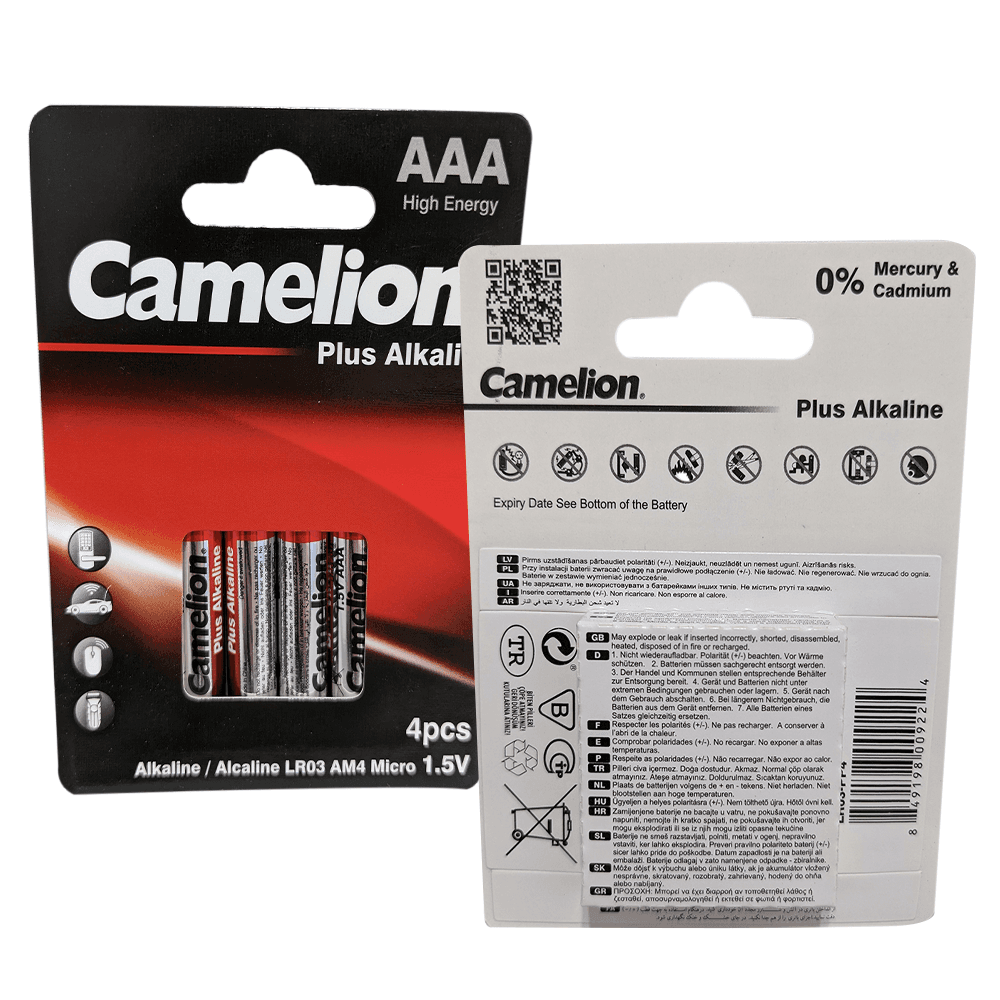 image-Camelion AAA Plus Alkaline Eco Blister Pack of 4