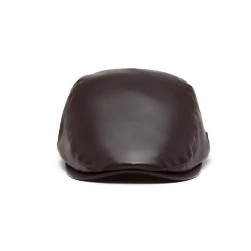 image-CAP-3 - Men's Newsboy Baker Boy Peaky Blinders Gatsby Leather Look Flat Cap Hat - Brown