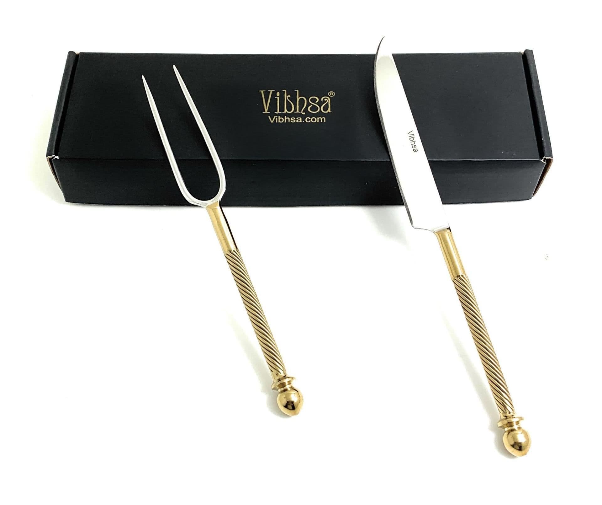 image-Stainless Steel Carving Knife, Carving Fork Set of 2