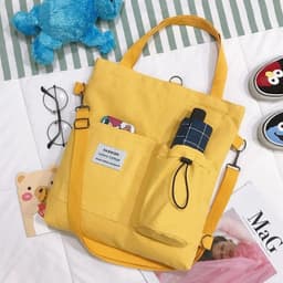 image-Harajuku Canvas Bags Students Handbag With Pockets Preppy Buckpack Shoulder Bag For Women