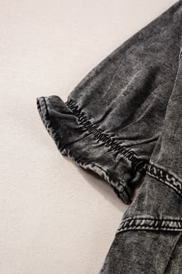image-Beau Blue Mineral Wash Ruffled Denim Dress