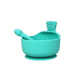 image-Food Grade Silicone Baby Silicone Bowl And Spoon Set Of Three