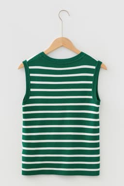 image-Green Stripe Crew Neck Sleeveless Sweater Vest