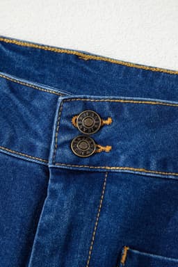 image-Sail Blue Wide Leg Denim Pants - Hardware Decor