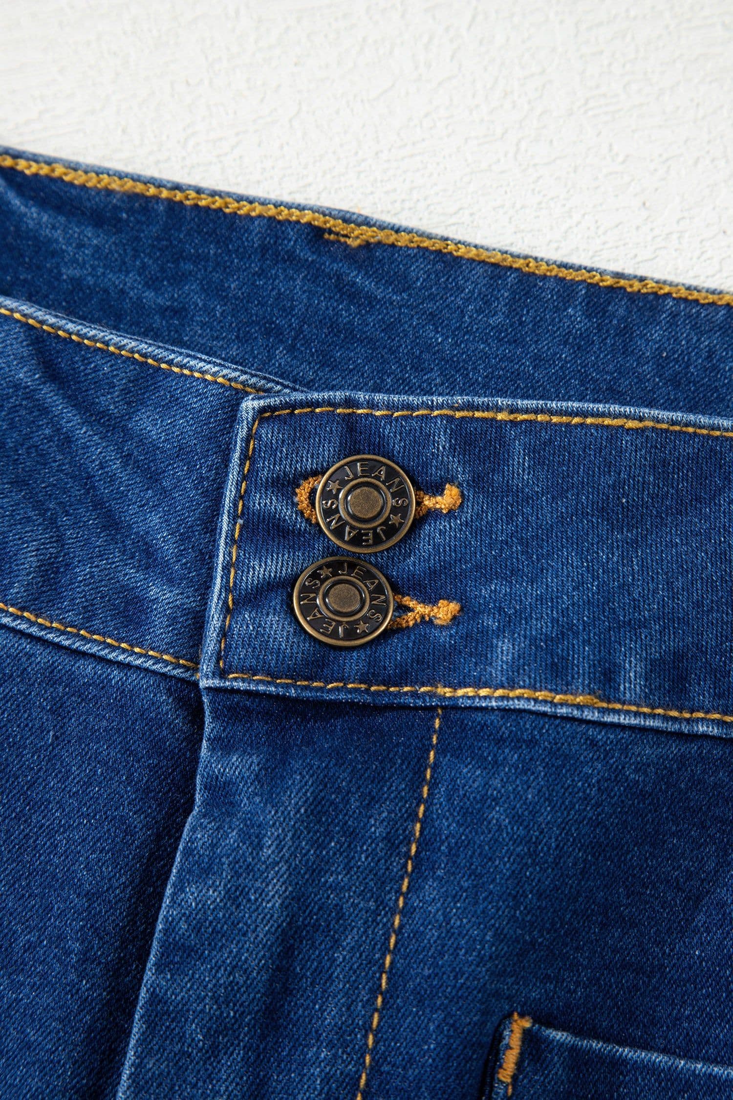 image-Sail Blue Wide Leg Denim Pants - Hardware Decor