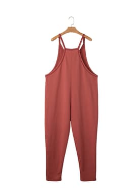 image-Black Harem Pants Jumpsuit V Neck Sleeveless Side Pockets Fashion Jumpsuit