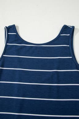 image-Blue Gray Stripe Maxi Dress Open Back Sleeveless