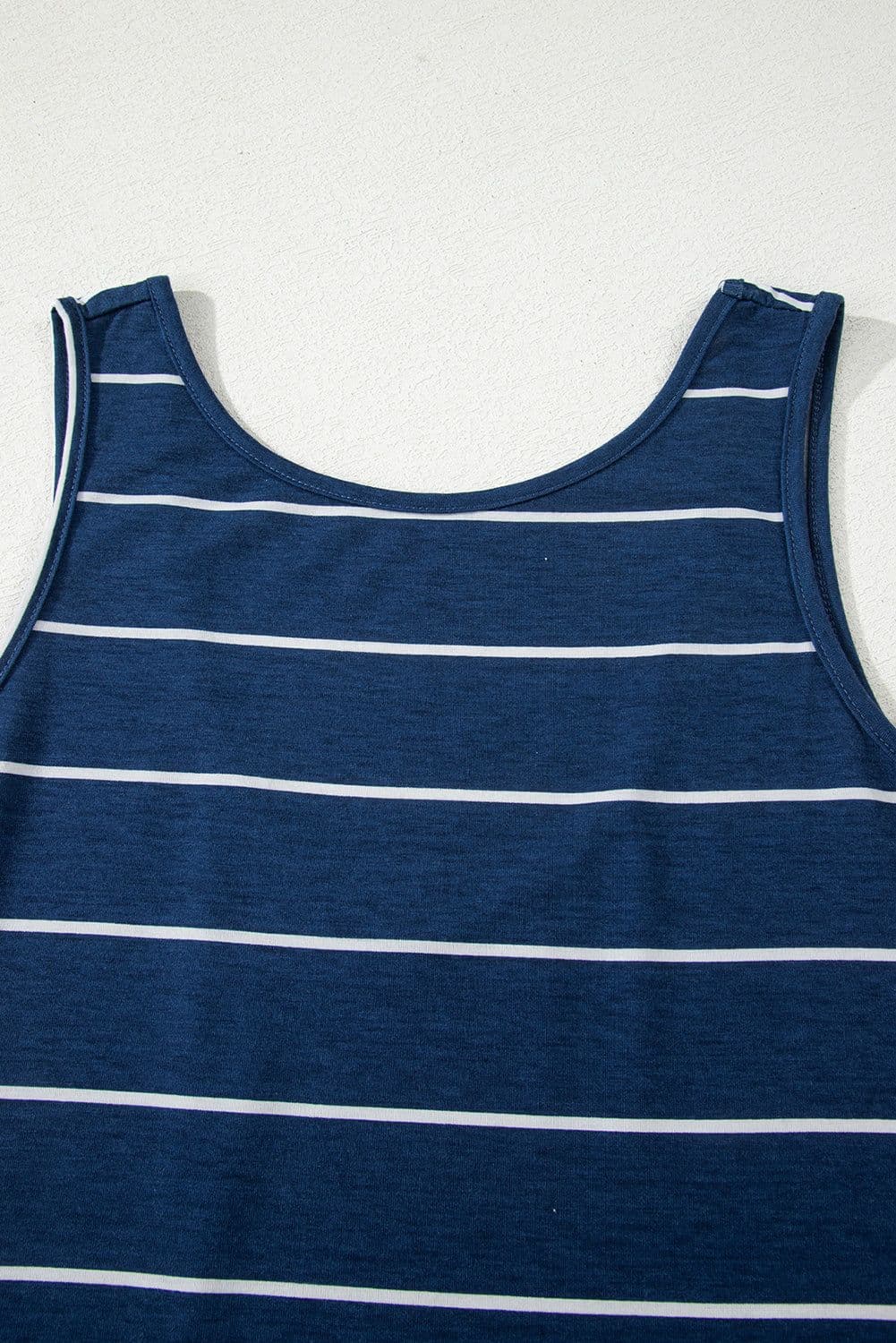 image-Blue Gray Stripe Maxi Dress Open Back Sleeveless