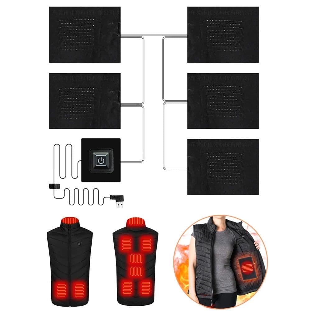 image-USB Clothes Heater Pad Temperature Control Pad Waterproof Cloth Jacket Heater Pads 3 Thermal Pads DIY Heat Clothing for Camping