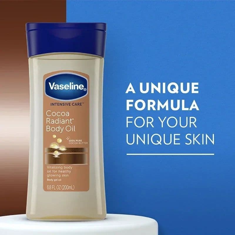 image-Vaseline Cocoa Body Luminous Oil 200ml Long-lasting Moisturizing Skin Care Oil Body Brightening Anti-drying Essence Care Product