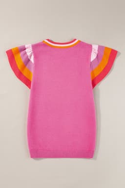 image-Turquoise Flutter Sleeve Knit Sweater