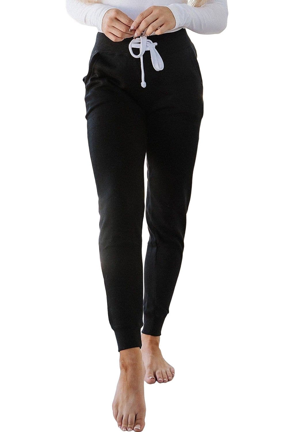 image-Black Drawstring Waist Pocketed Joggers