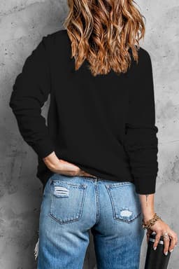 image-Black Sequin Fleur de Lis Mardi Gras Pullover Sweatshirt