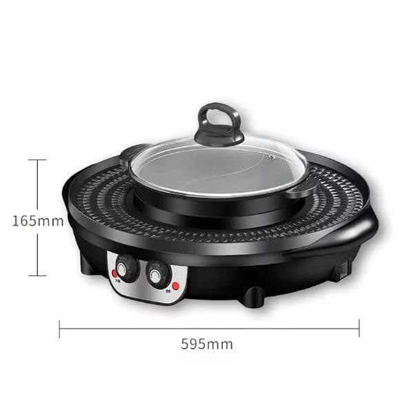 image-Multifunctional Electric Hot Pot and Barbecue Grill - 5L 2300W