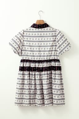 image-Black Boho Floral Striped Bubble Sleeve Dress