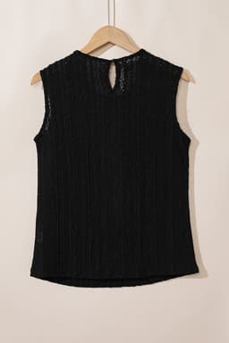 image-Guipure Lace Crochet Keyhole Back Tank Top - Apricot