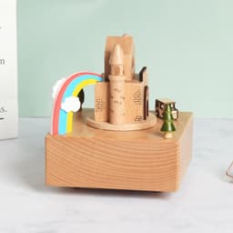 image-Wooden building model music box birthday gift