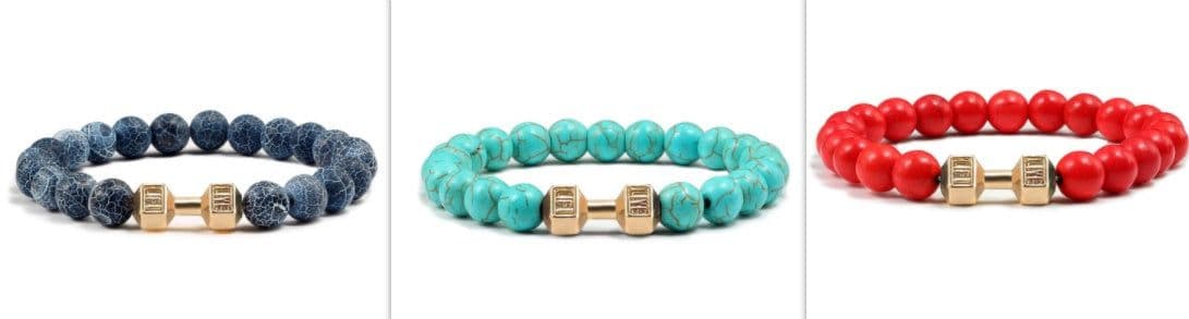 image-Turquoise Energy Gun Black Electroplated Alloy Barbell Bracelet
