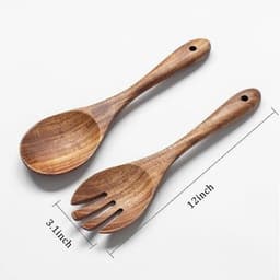 image-Spatula Kitchenware Suit Teak Head Shovel Salad Stir Soup Pasta Spoon Kitchen