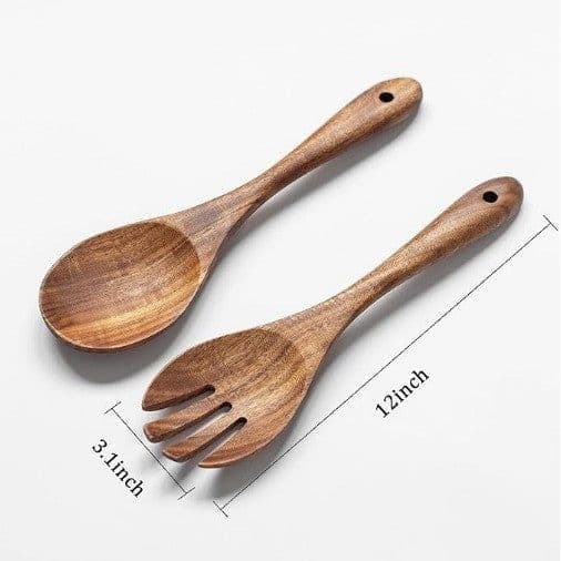 image-Spatula Kitchenware Suit Teak Head Shovel Salad Stir Soup Pasta Spoon Kitchen