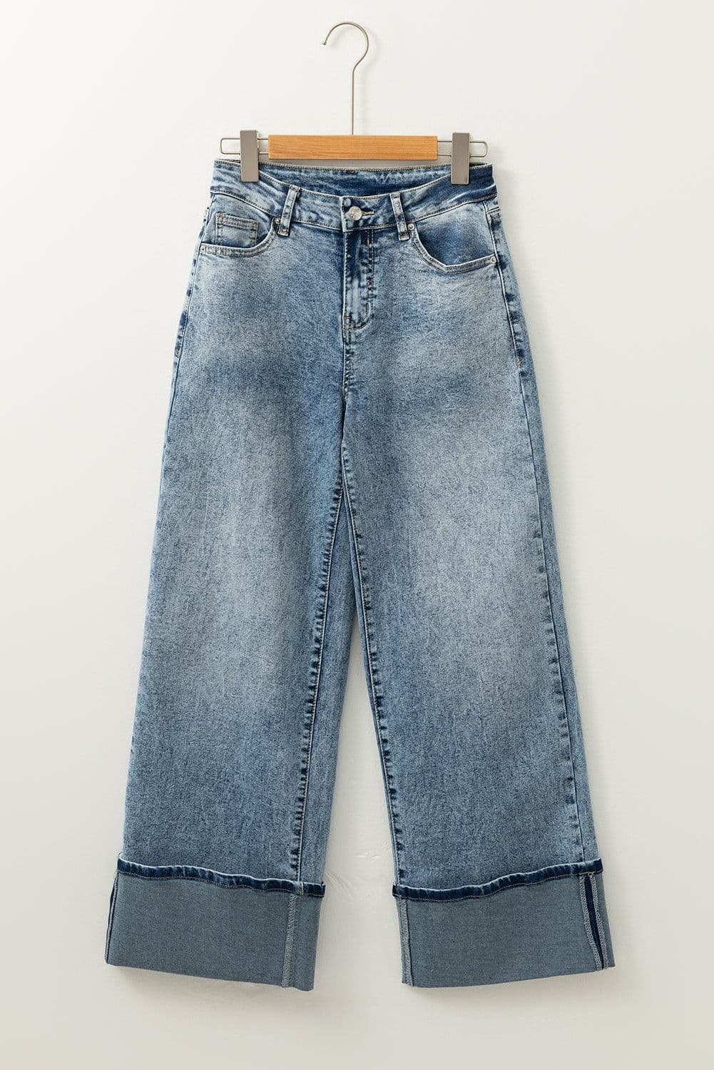 image-Myosotis High Rise Button Zip Fly Jeans - Medium Wash