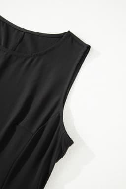 image-Black Sleeveless Lace Patchwork Long Dress