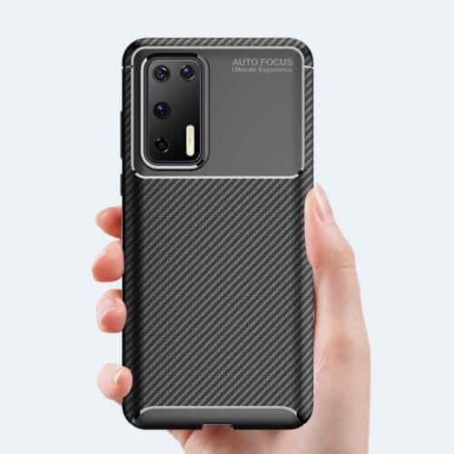 image-Carbon Fibre TPU Black Case - For Huawei P40
