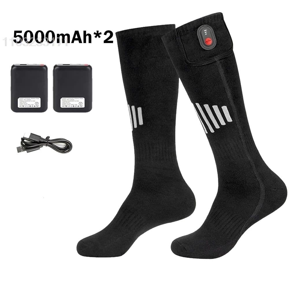 image-Heated Socks Rechargeable 5000mah Electric Heated Skiing Socks Snowboarding Outdoor Sports Foot Warmer Winter Thermal Socks