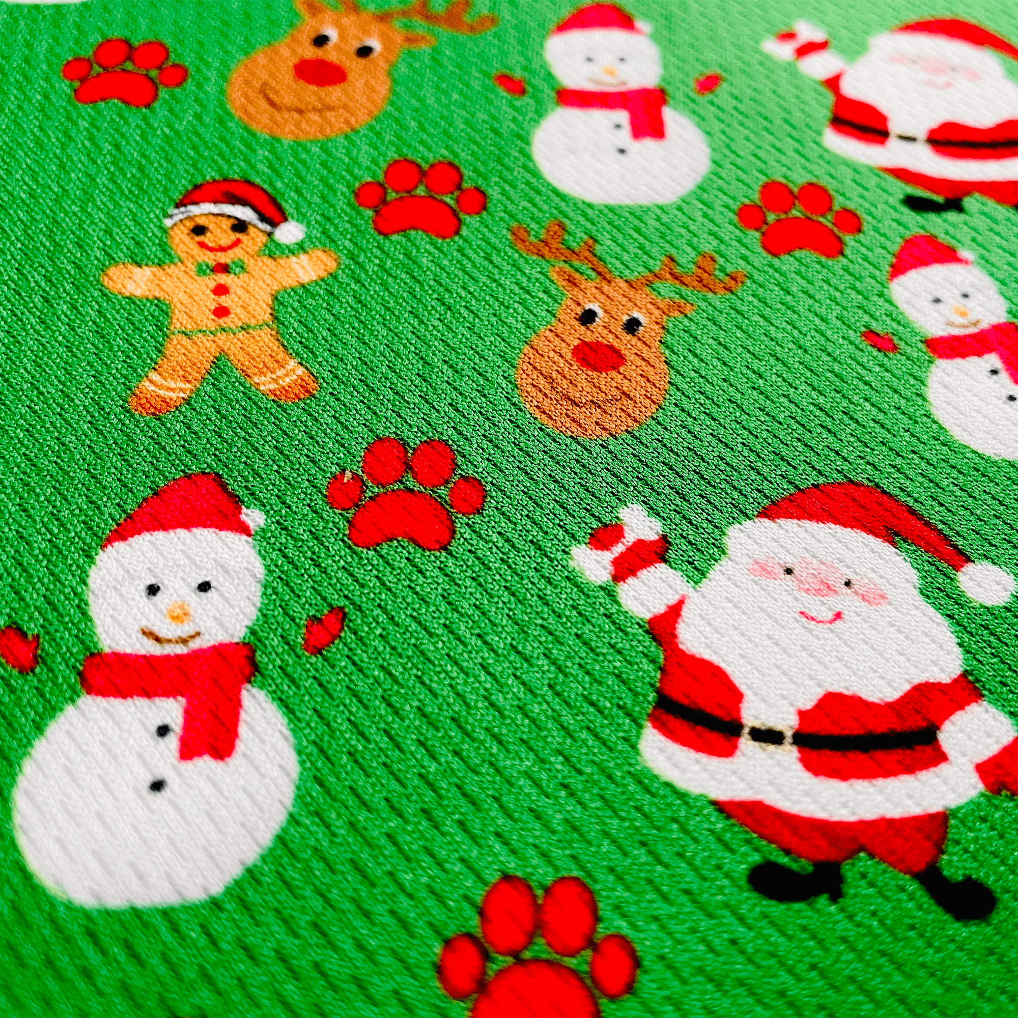 image-Festive Green Holiday Dog Bandana - Soft Stretchy Jersey Cotton - Sizes Small/Large