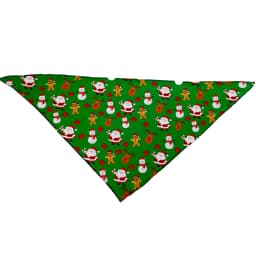 image-Festive Green Holiday Dog Bandana - Soft Stretchy Jersey Cotton - Sizes Small/Large
