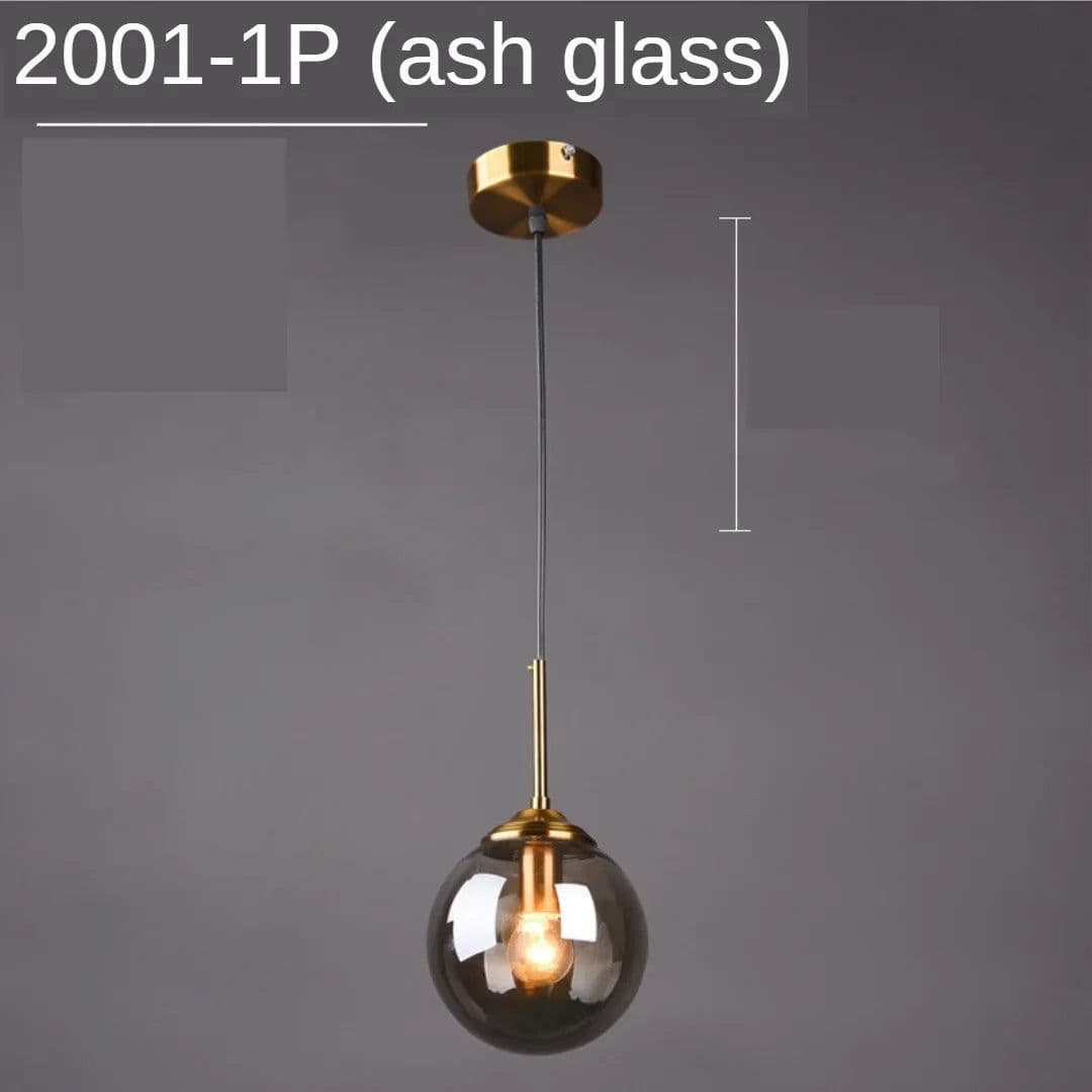 image-Modern Glass Ball Pendant Lighting Fixture Golden Ring Kitchen Dining Room Bedside Hanging Lamps Luminaire Suspension Lights
