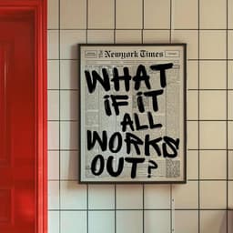 image-1PCS Modern Poster - "What If Everything Goes Well?" Black Positive Quote Printed on Newspaper Background, Decorative Poster