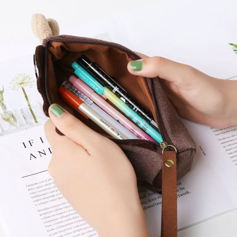 image-Coconut Horse Pencil Case Stationery Canvas Pencil Case Large Capacity Multifunctional