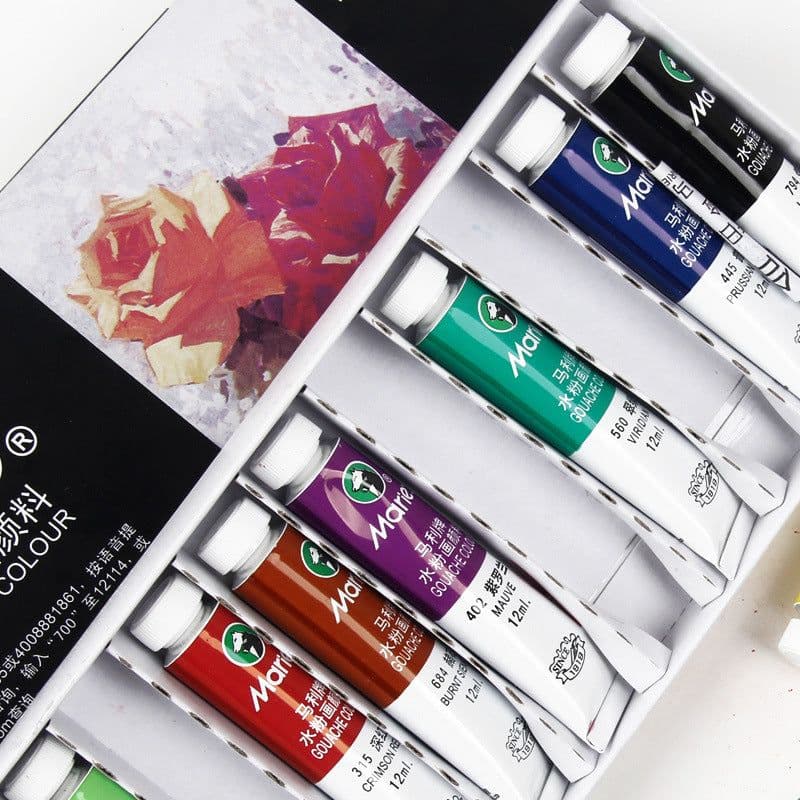 image-Marley Gouache Pigment 12ml Boxed 12 Colors 18 Colors 24 Colors Pigments