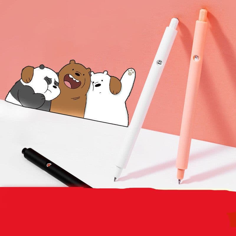 image-MINISO Color Stationery Black Sign Pen Cute Cartoon Bare Bear Press Gel Pen