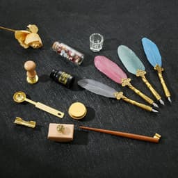 image-Creative Dipped Feather Pen Retro Lacquer Stamp Pen Set