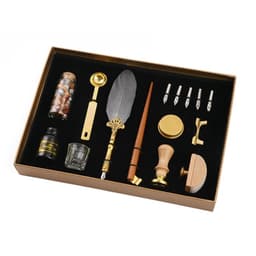 image-Creative Dipped Feather Pen Retro Lacquer Stamp Pen Set