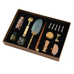 image-Creative Dipped Feather Pen Retro Lacquer Stamp Pen Set