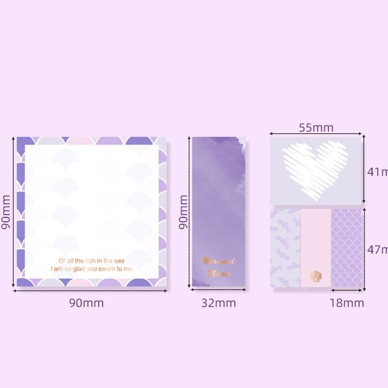 image-Purple Mermaid Series Memo Pads 6 Sets