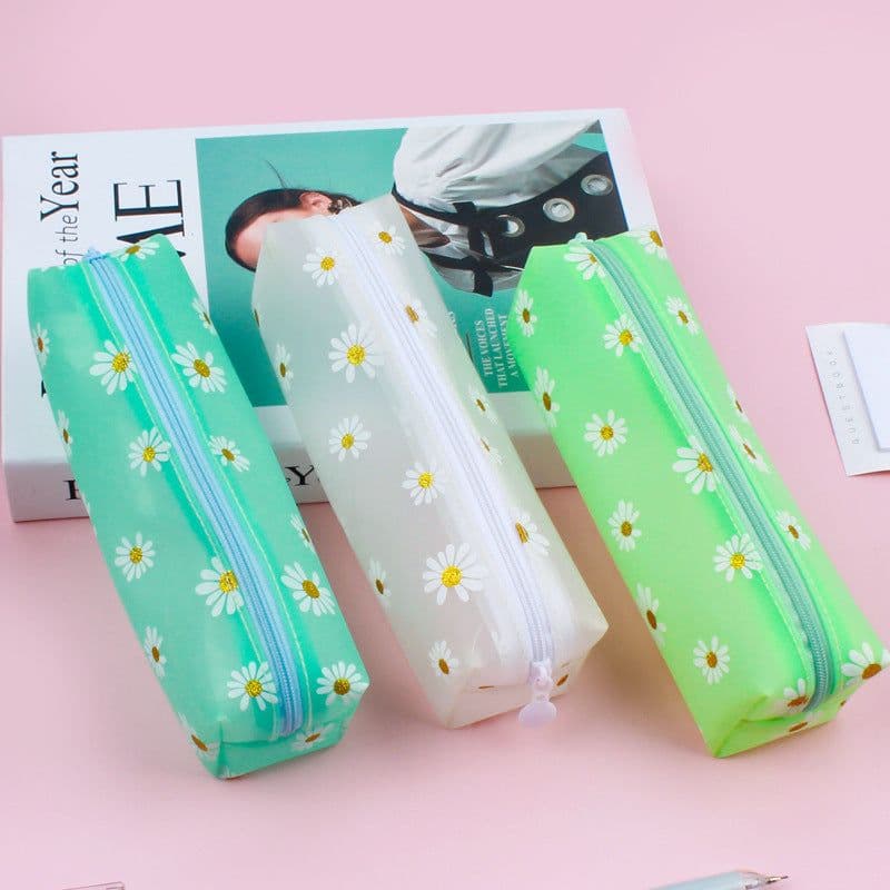 image-Transparent Tpv Girl Cosmetics Daisy Storage Bag Student Pencil Case