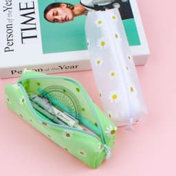image-Transparent Tpv Girl Cosmetics Daisy Storage Bag Student Pencil Case