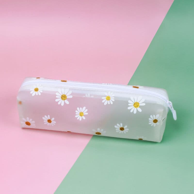 image-Transparent Tpv Girl Cosmetics Daisy Storage Bag Student Pencil Case