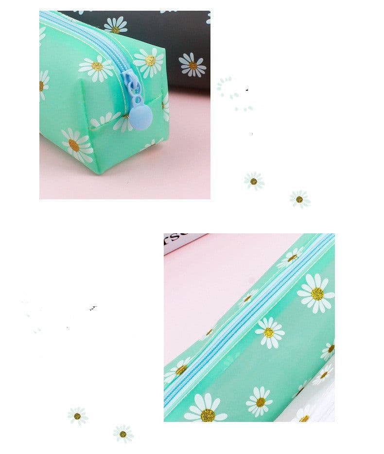 image-Transparent Tpv Girl Cosmetics Daisy Storage Bag Student Pencil Case