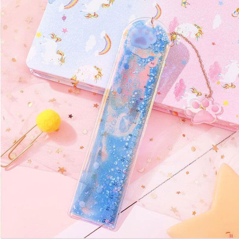image-Quicksand Into The Oil Bookmark Ruler Cute Laser Girl Heart Ruler Creative Multifunctional Student Stationery Ruler