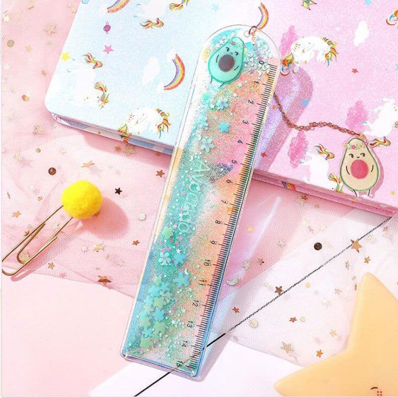 image-Quicksand Into The Oil Bookmark Ruler Cute Laser Girl Heart Ruler Creative Multifunctional Student Stationery Ruler