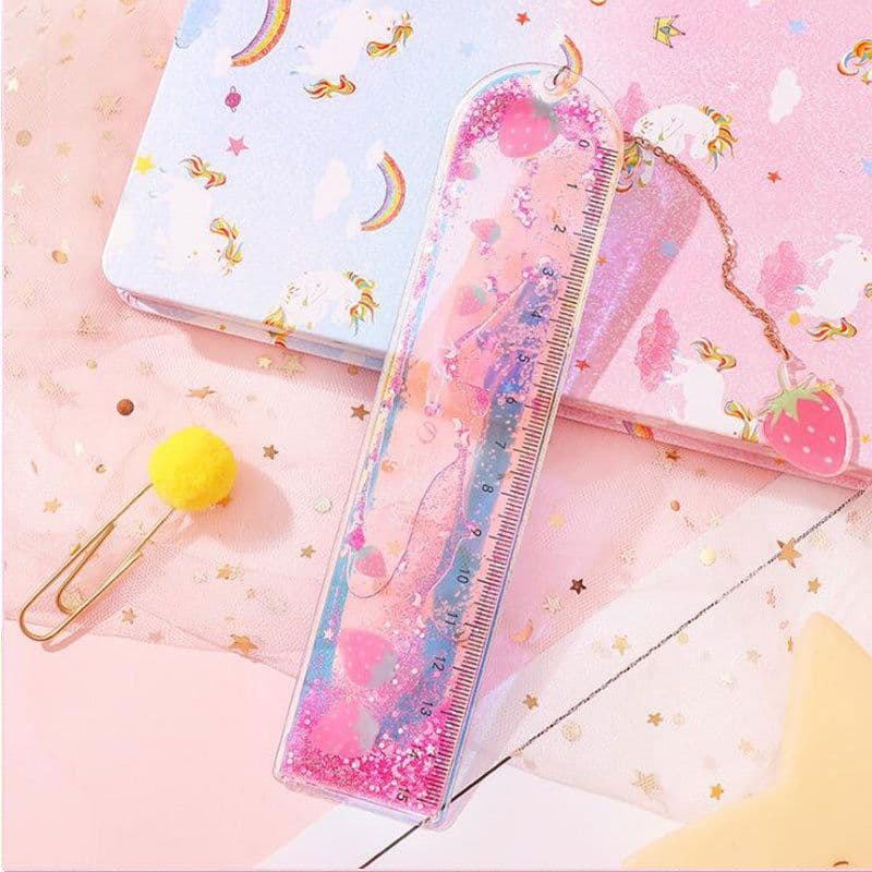 image-Quicksand Into The Oil Bookmark Ruler Cute Laser Girl Heart Ruler Creative Multifunctional Student Stationery Ruler
