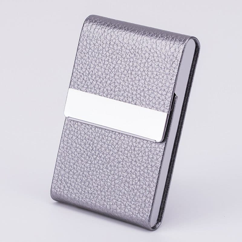 image-Business Fashion Male Stainless Steel Thick Cigarette Case Anti-pressure Sticker PU Office Gift Box