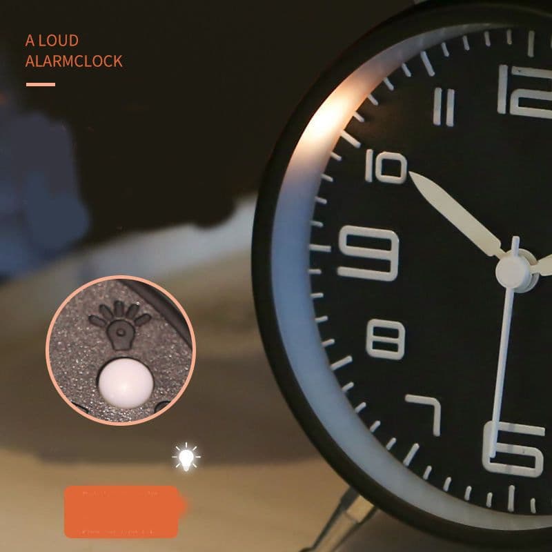 image-Big Sound Metal Personality Lazy Small Alarm Clock Luminous Simple Silent Bedside